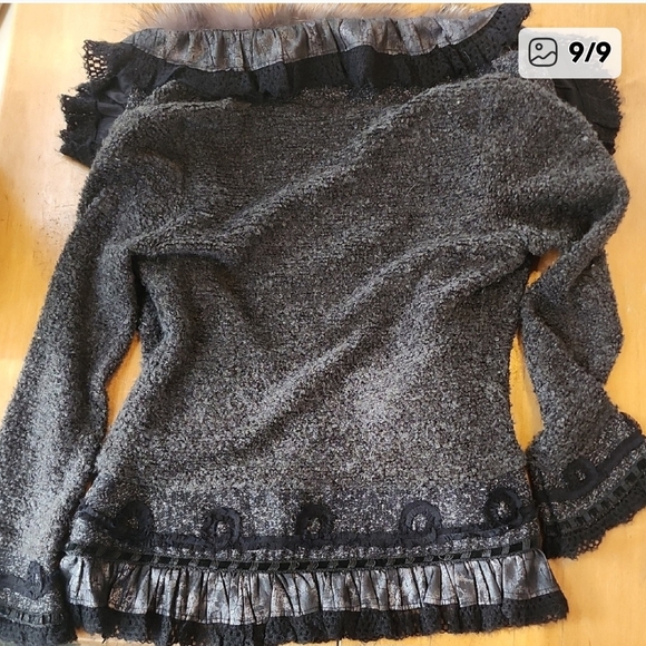 Elegant Gray Real Fur Trimmed Women's Jacket - Picture 3 of 3